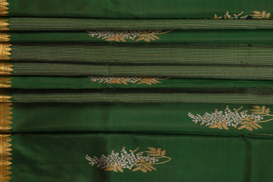 Dark Green Vertical Stripe Golden Work