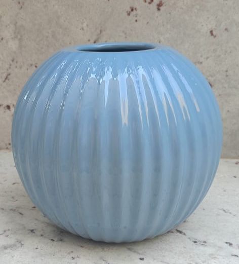 Round Powder Blue Vase