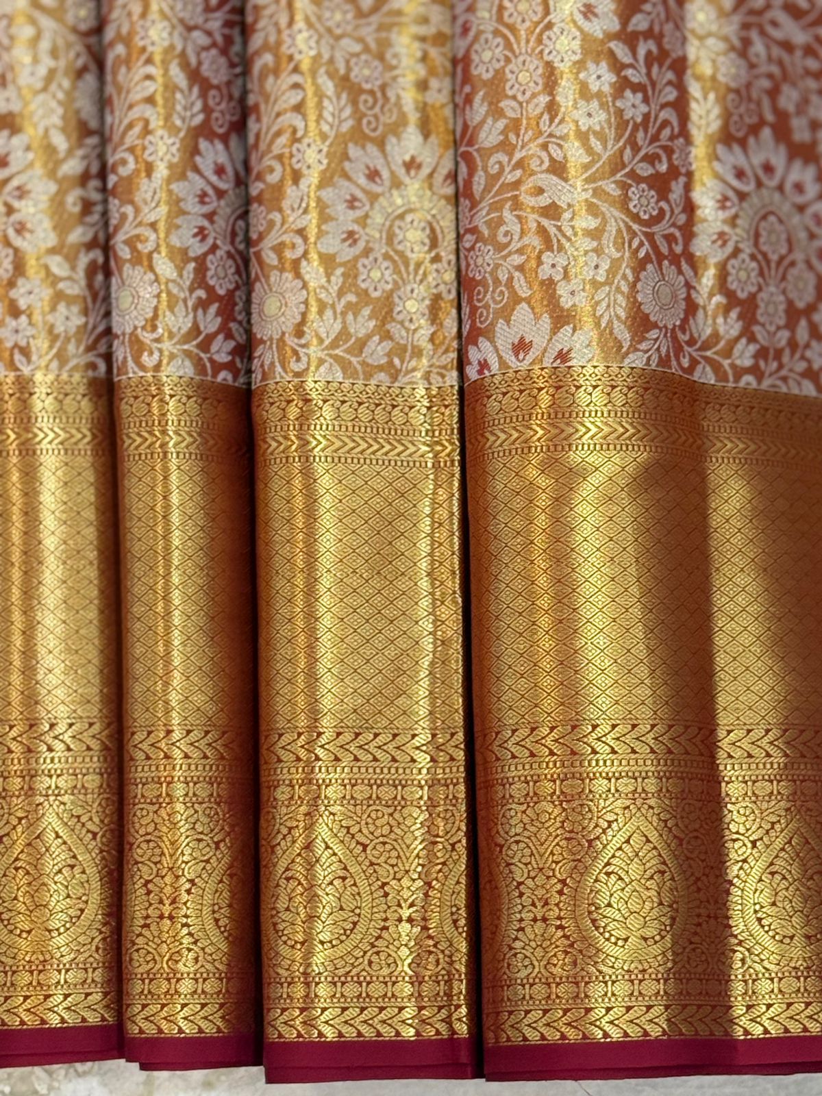 Rust-Orange Zari Woven Silk Saree