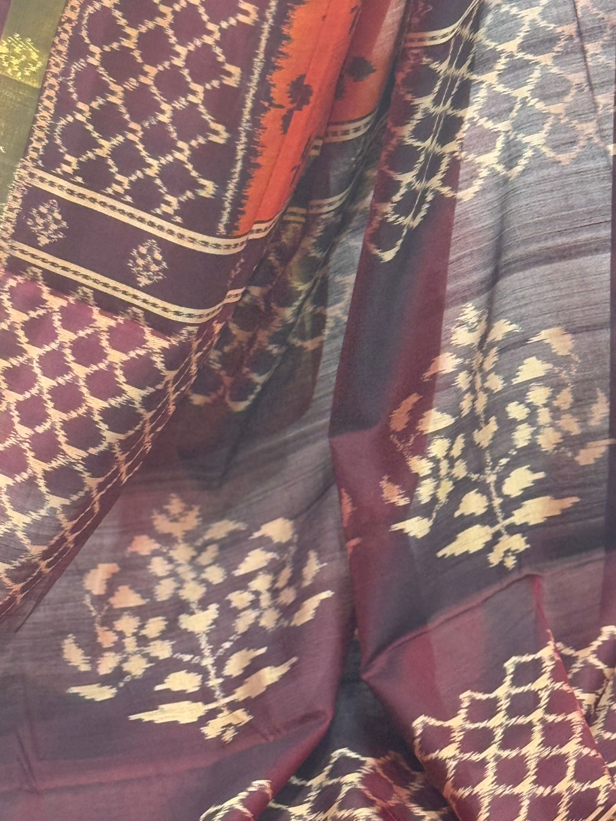 Rust Maroon Ikkat Silk Grace