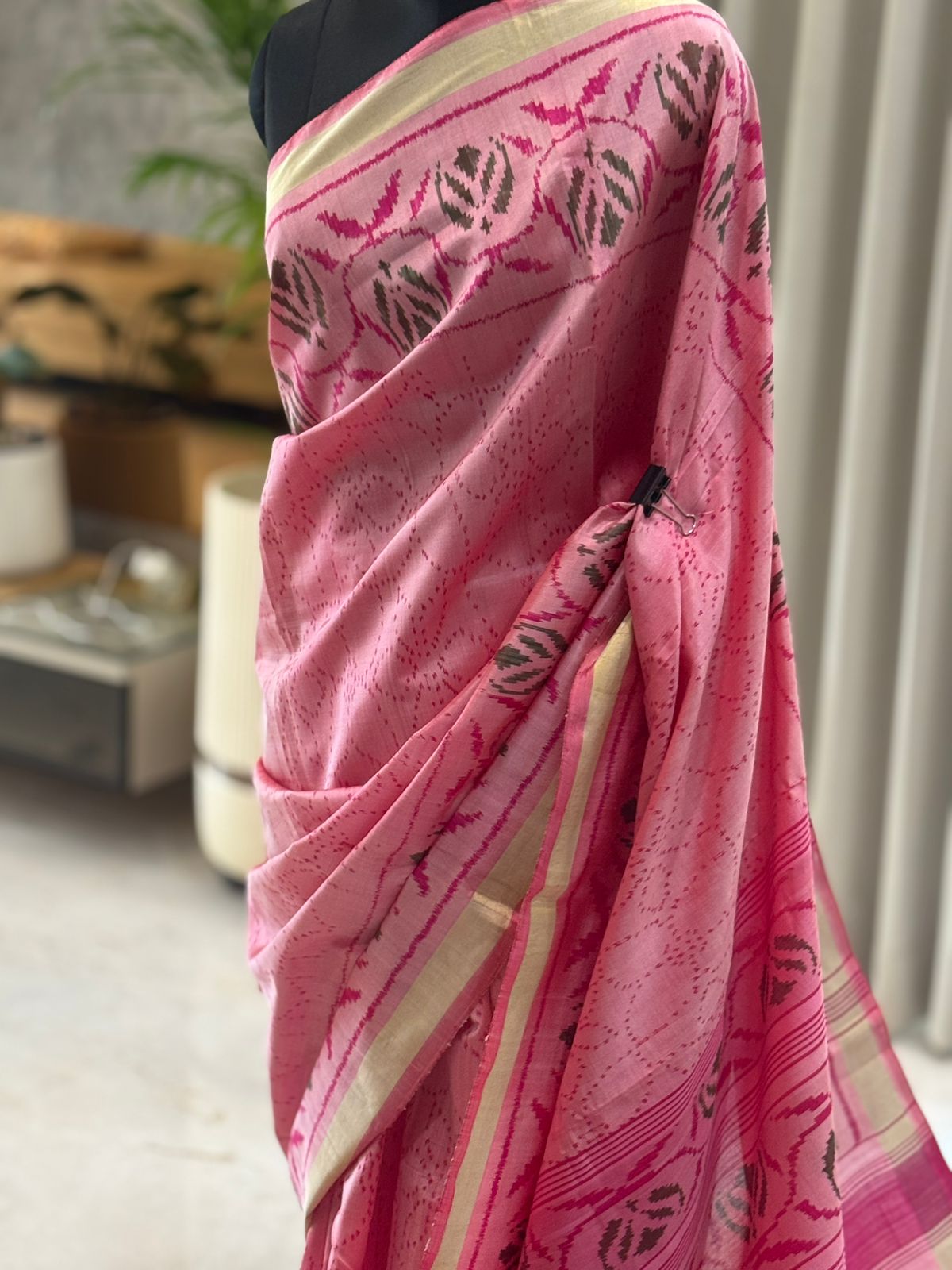 Blush Pink Ikkat Silk Serenity