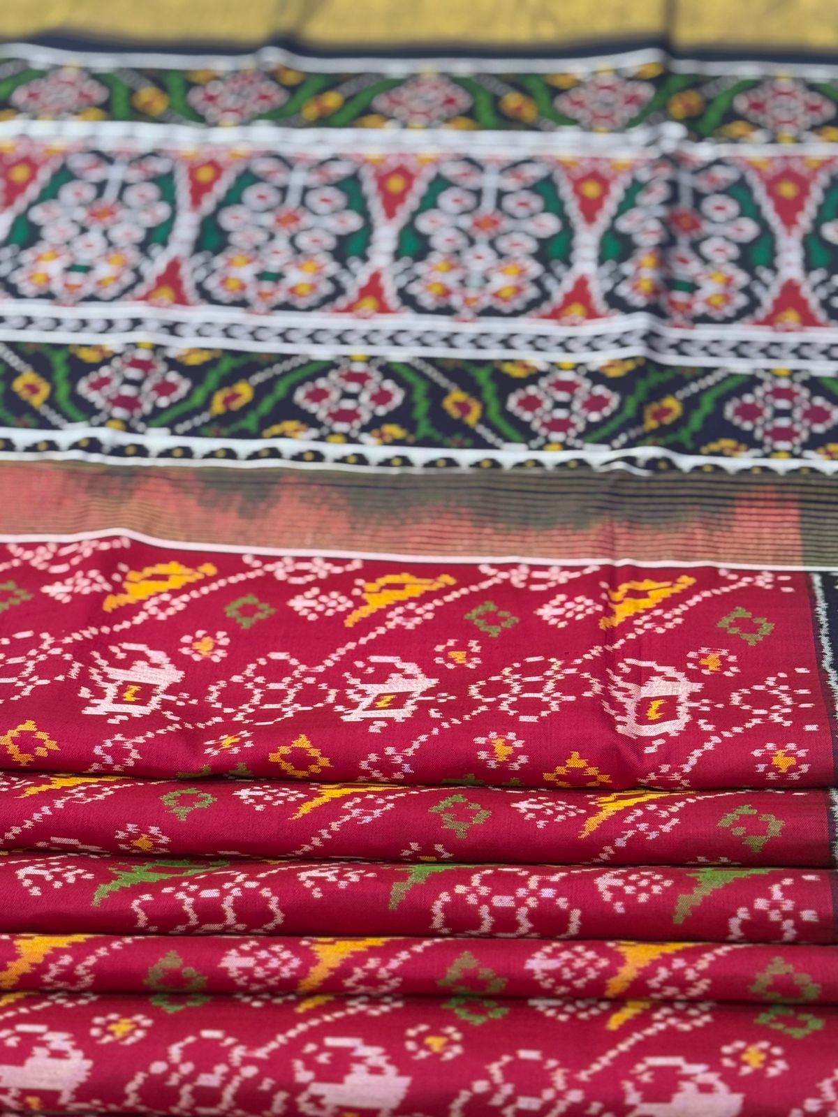 Red Navy Ikkat Silk Royalty