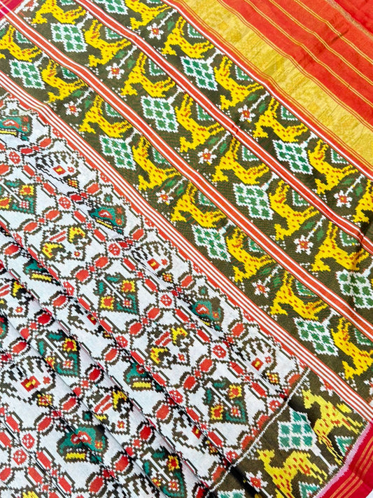 Golden Olive Ikkat Craft Elegance
