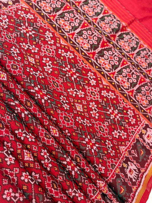 Deep Red Ikkat Silk Weave