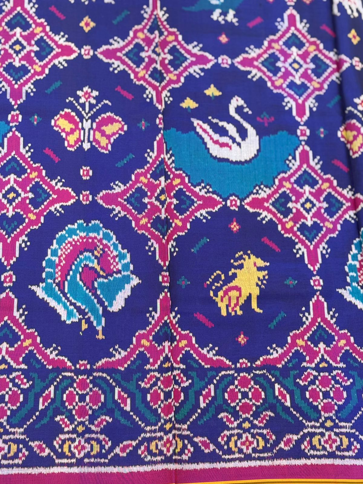 Violet Blue Ikkat Silk Weave