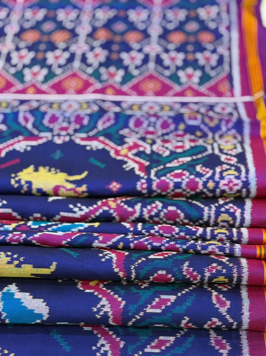Violet Blue Ikkat Silk Weave
