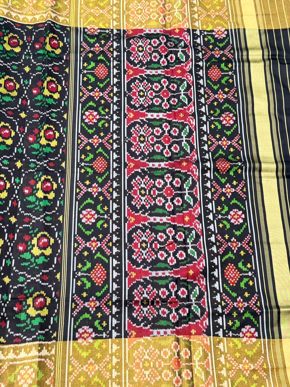 Black Gold Ikkat Silk Weave