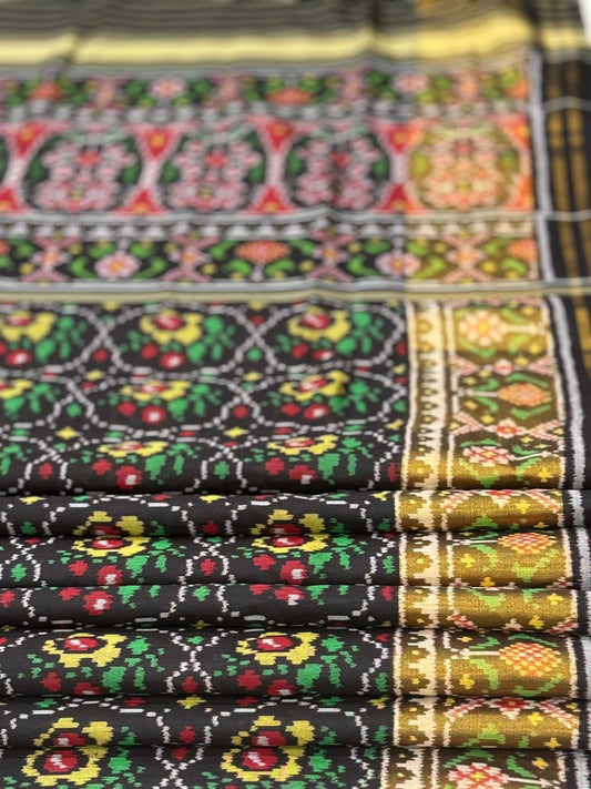 Black Gold Ikkat Silk Weave