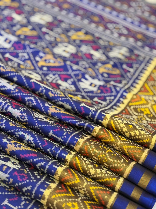 Royal Blue Ikkat Silk Grandeur