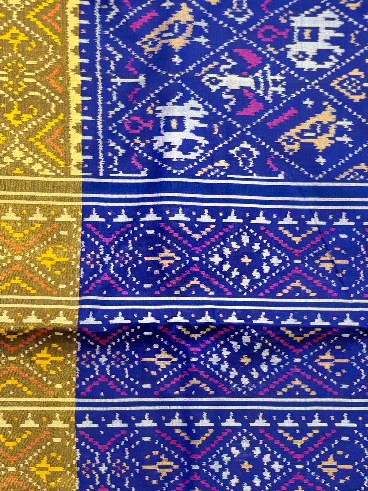 Royal Blue Ikkat Silk Grandeur