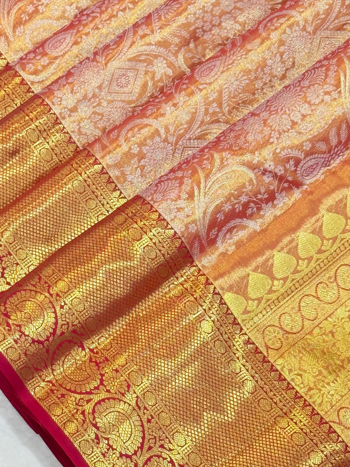 Reddish Orange Peacock Temple Weave