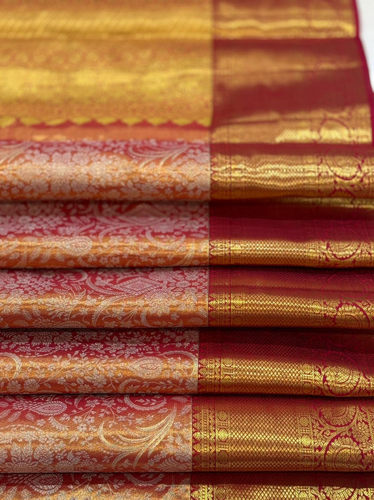 Reddish Orange Peacock Temple Weave