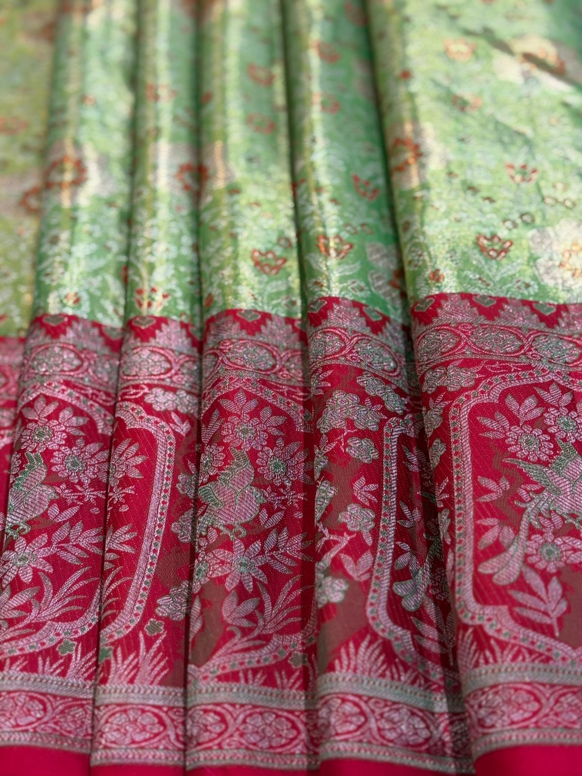 Parrot Green Crimson Kanjivaram