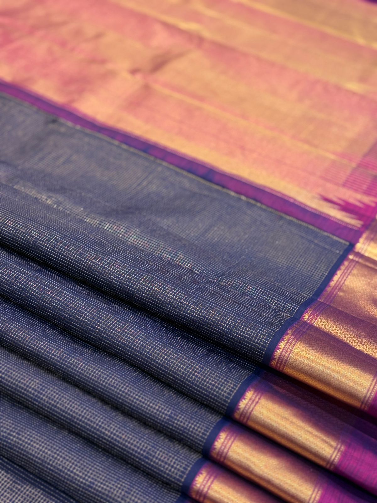 Navy Gold Magenta Kanjivaram