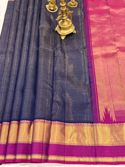 Navy Gold Magenta Kanjivaram