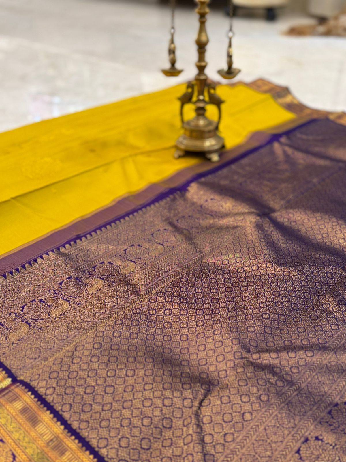 Handwoven Mustard Gold Kanjivaram Saree