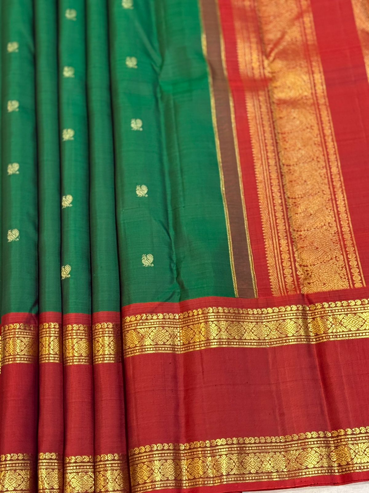 Green with Maroon Border Kanjivaram