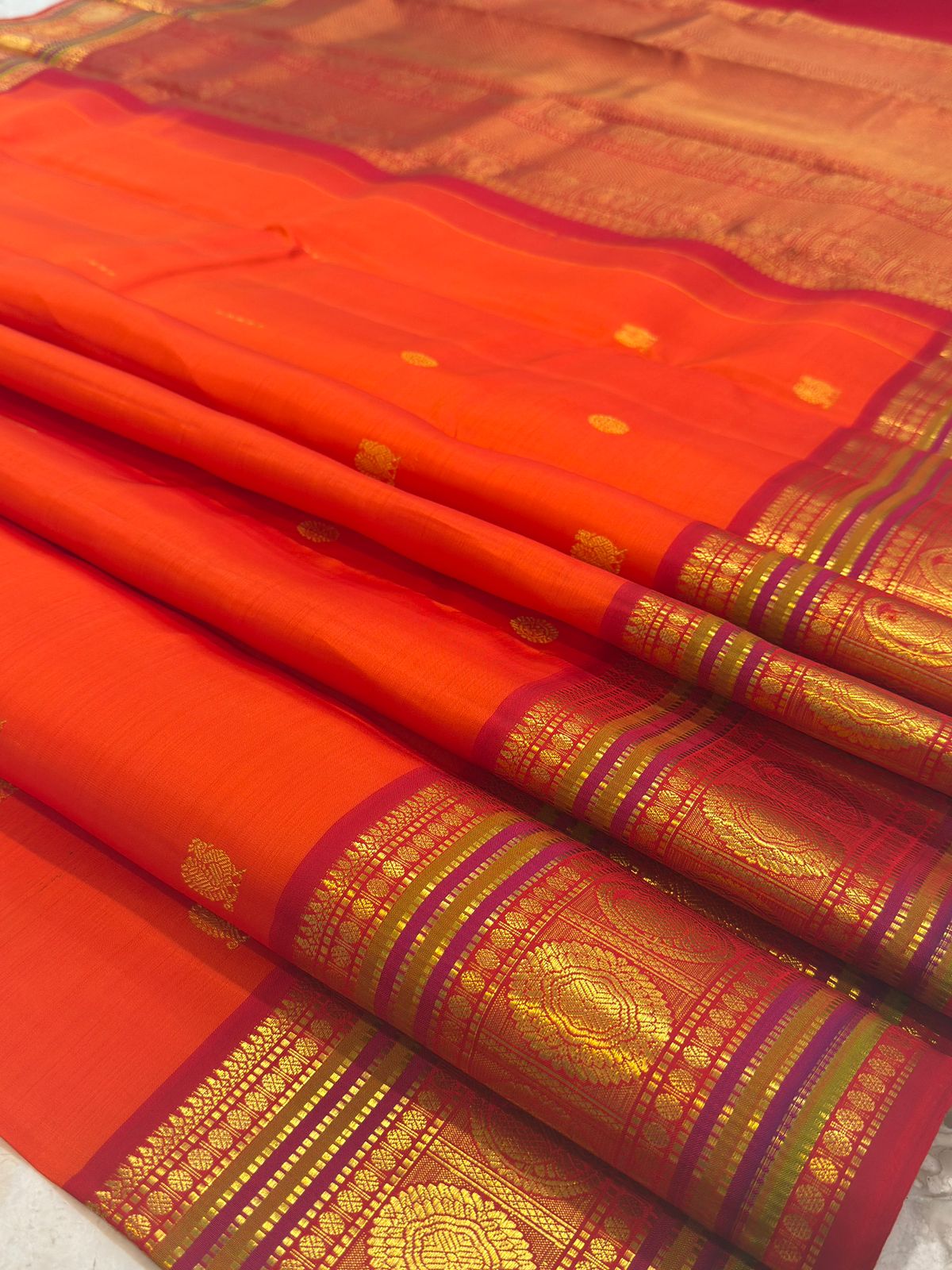 Orange Gold Handwoven Kanjivaram