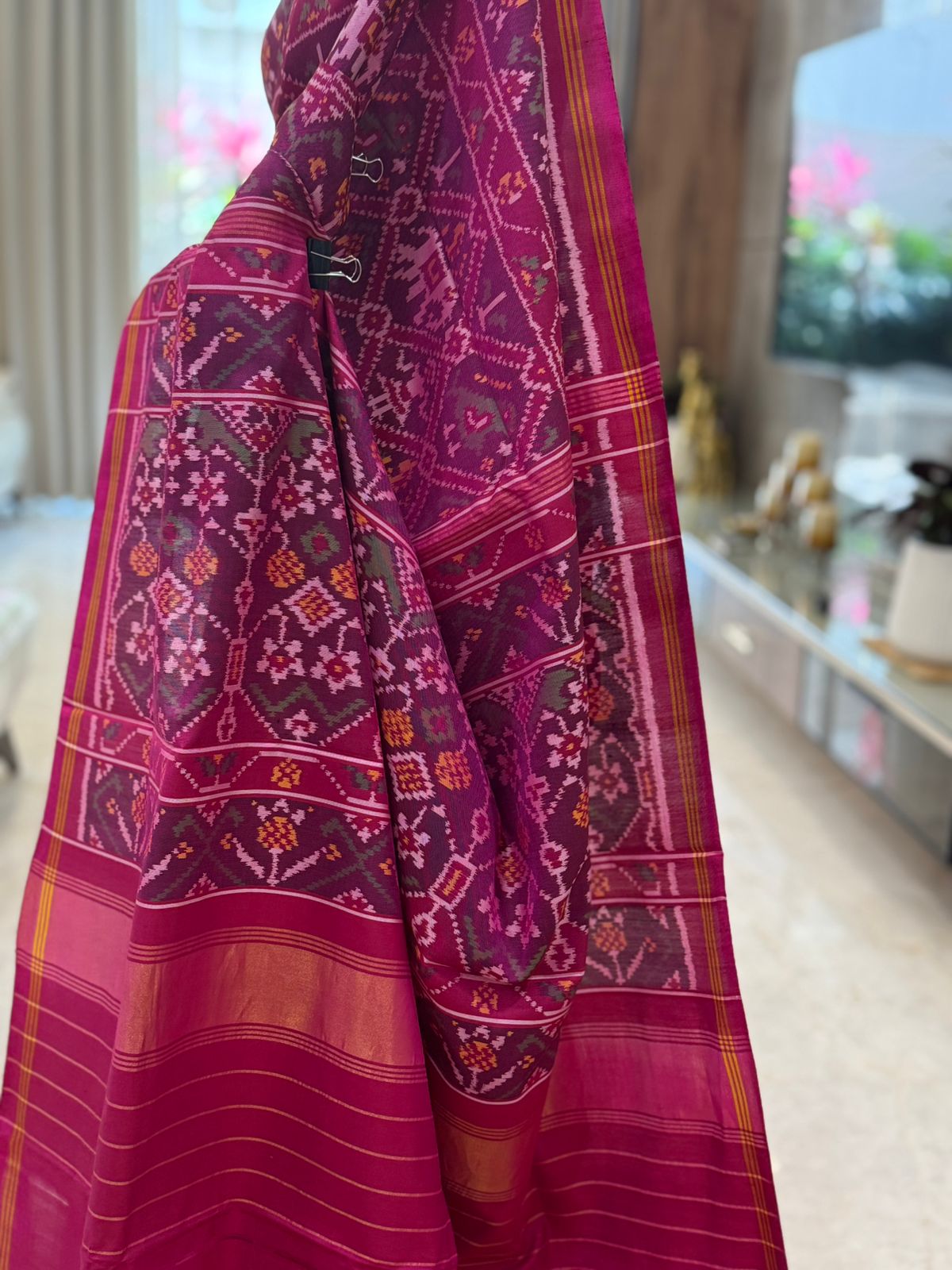 Magenta Wine Handwoven Ikat Saree