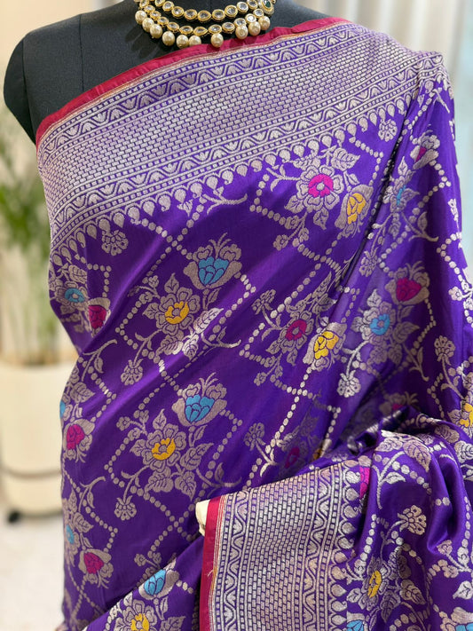 Purple Katan Silk Banarasi Saree