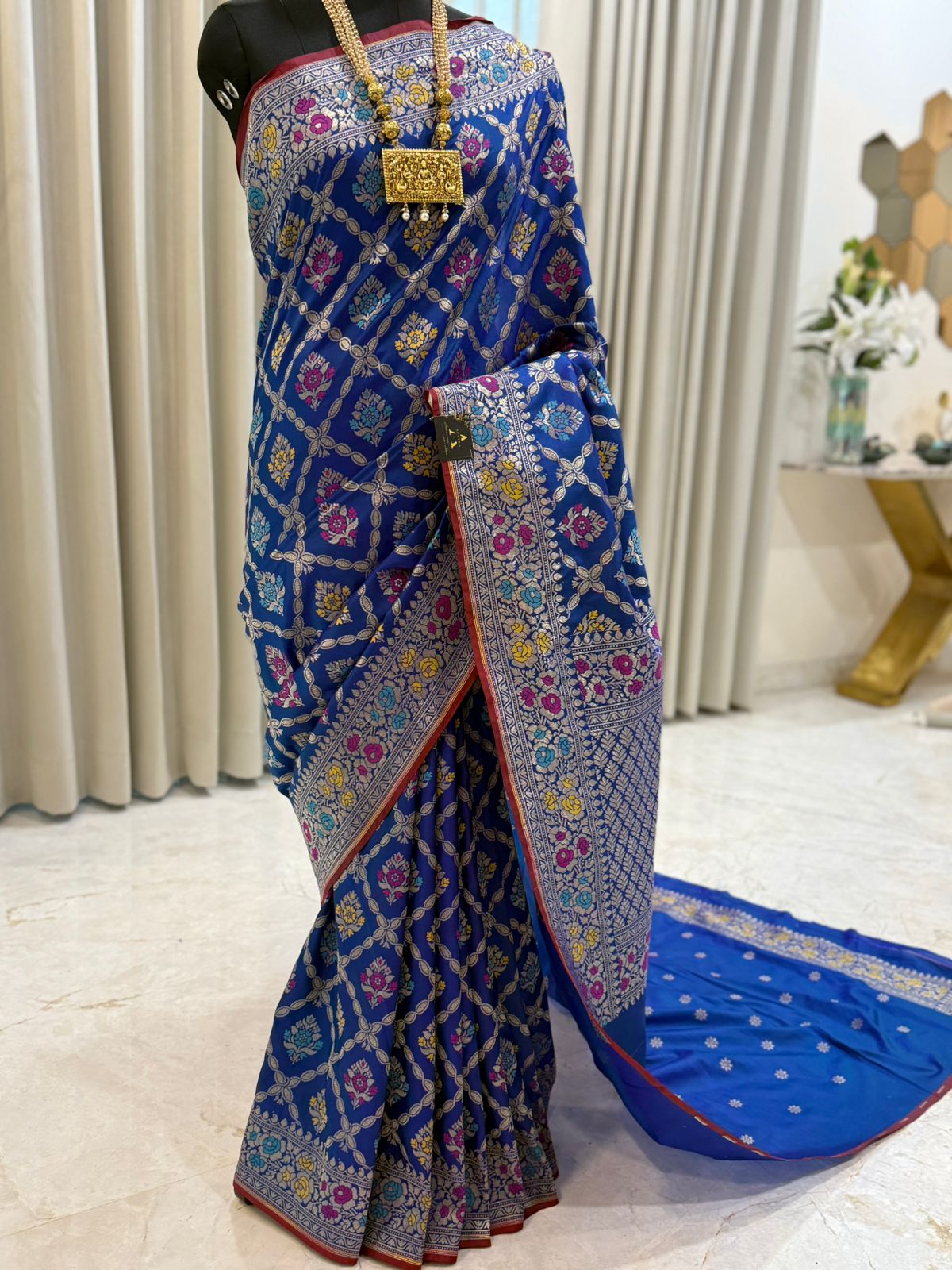 Royal Blue Katan Silk Banarasi Saree