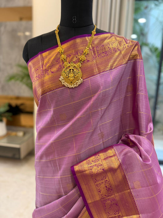 Lavender-Pink Kanjivaram Silk Saree