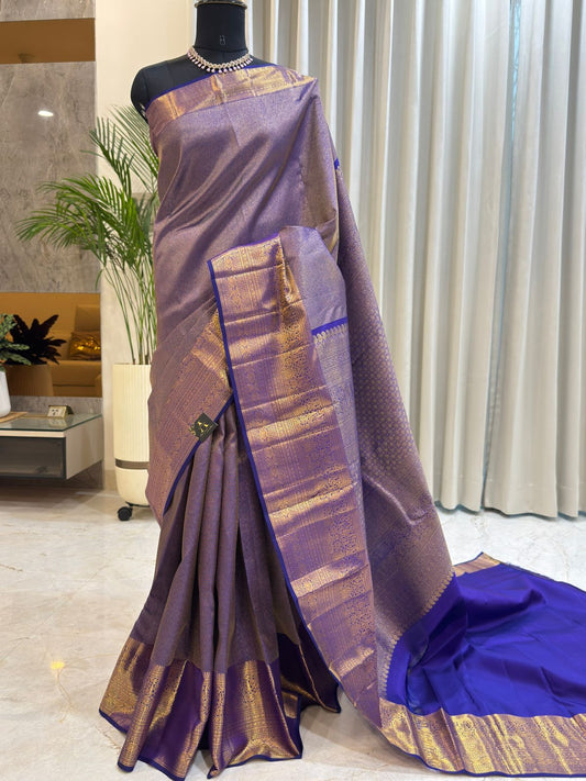 Violet-Royal Blue Kanjivaram Silk Saree