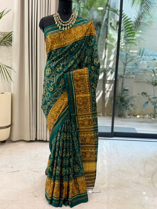 Dark Green Ikat Saree
