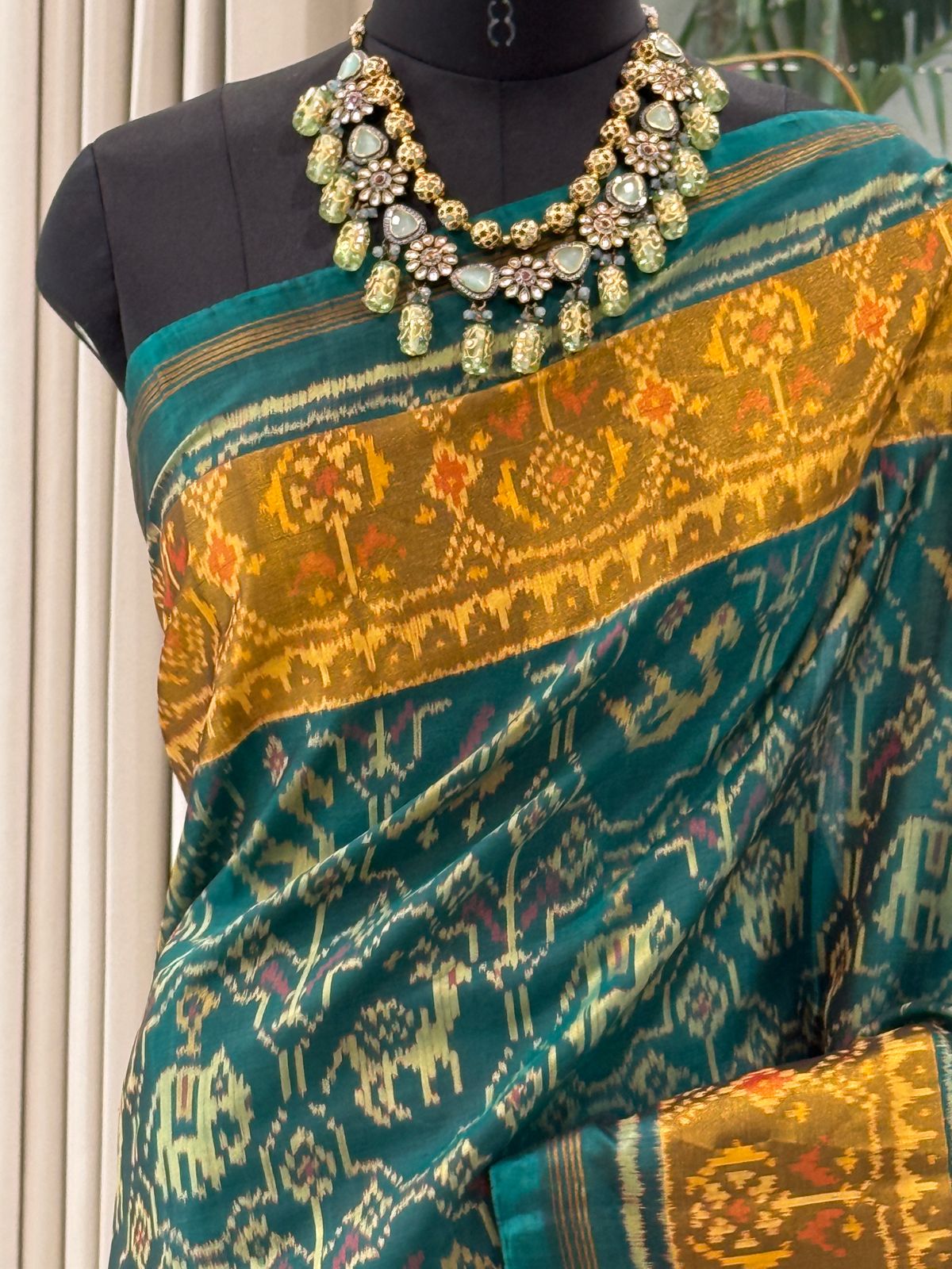 Dark Green Ikat Saree