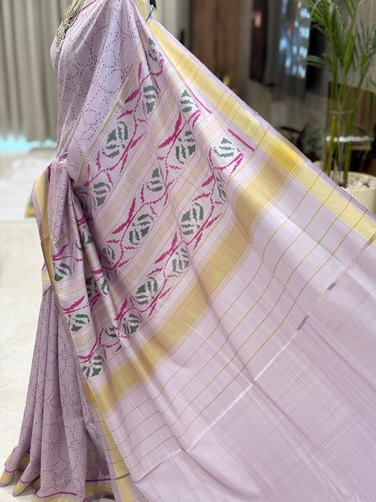 Soft Lilac Ikat Saree