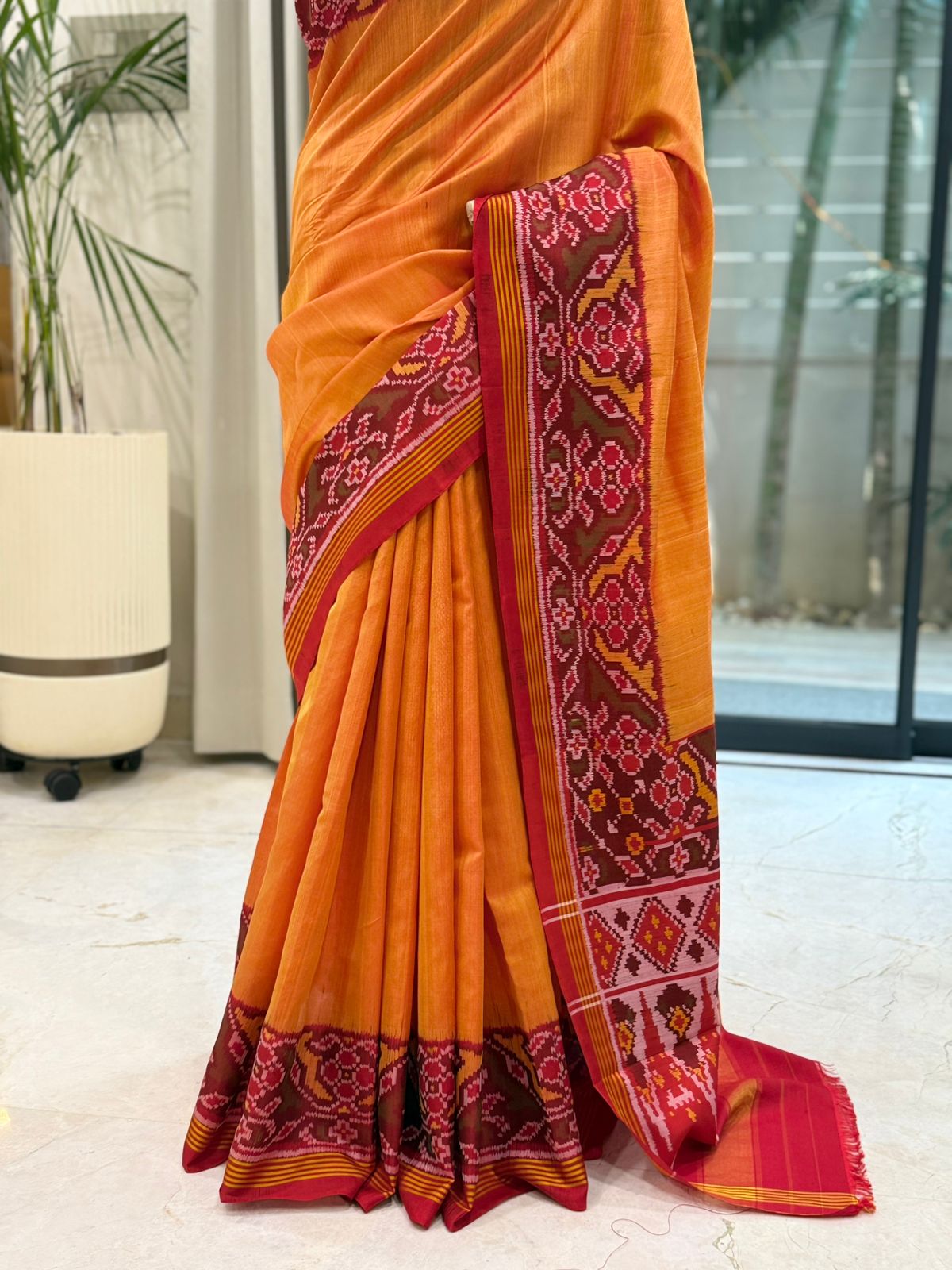 Regal Orange Ikat Saree