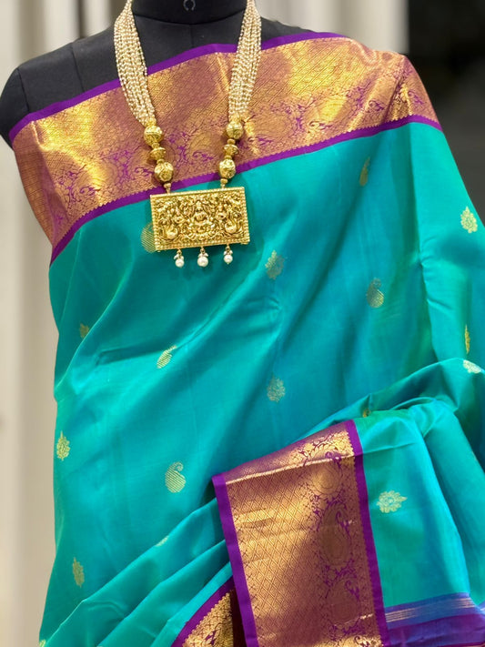 Teal Purple Kanjivaram