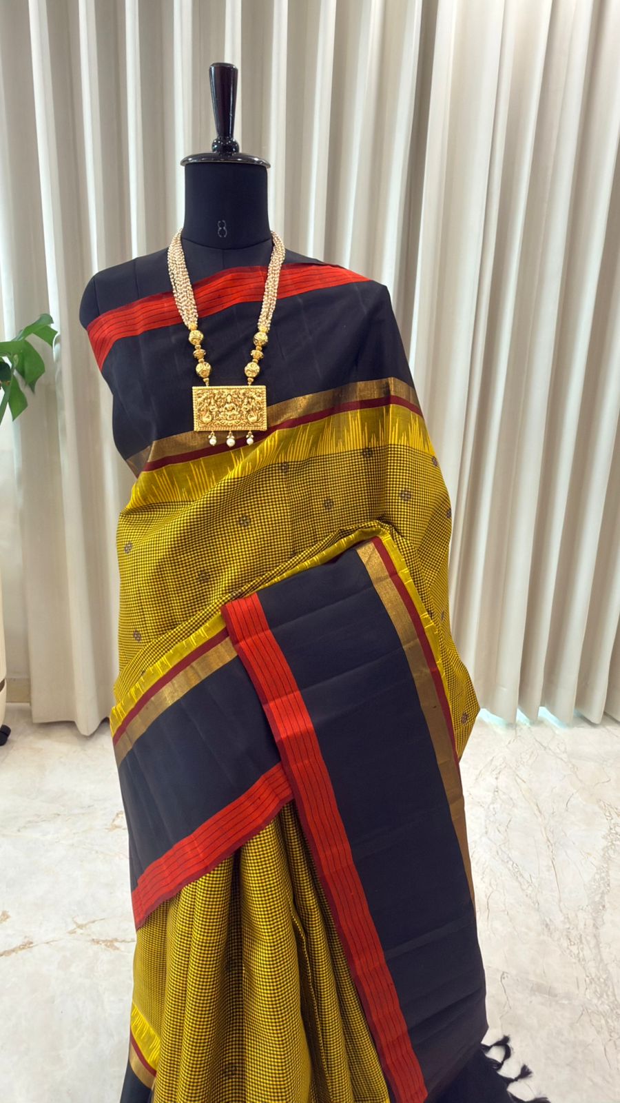 Mustard Checks Kanjivaram