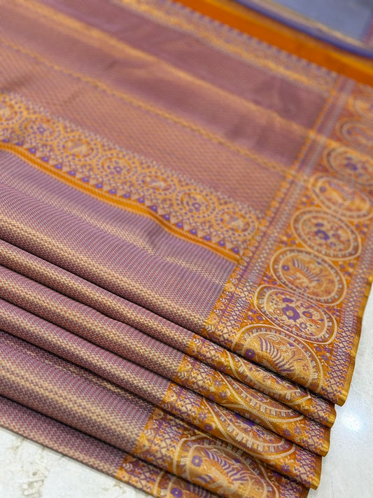 Lavender Gold Zari Kanjivaram