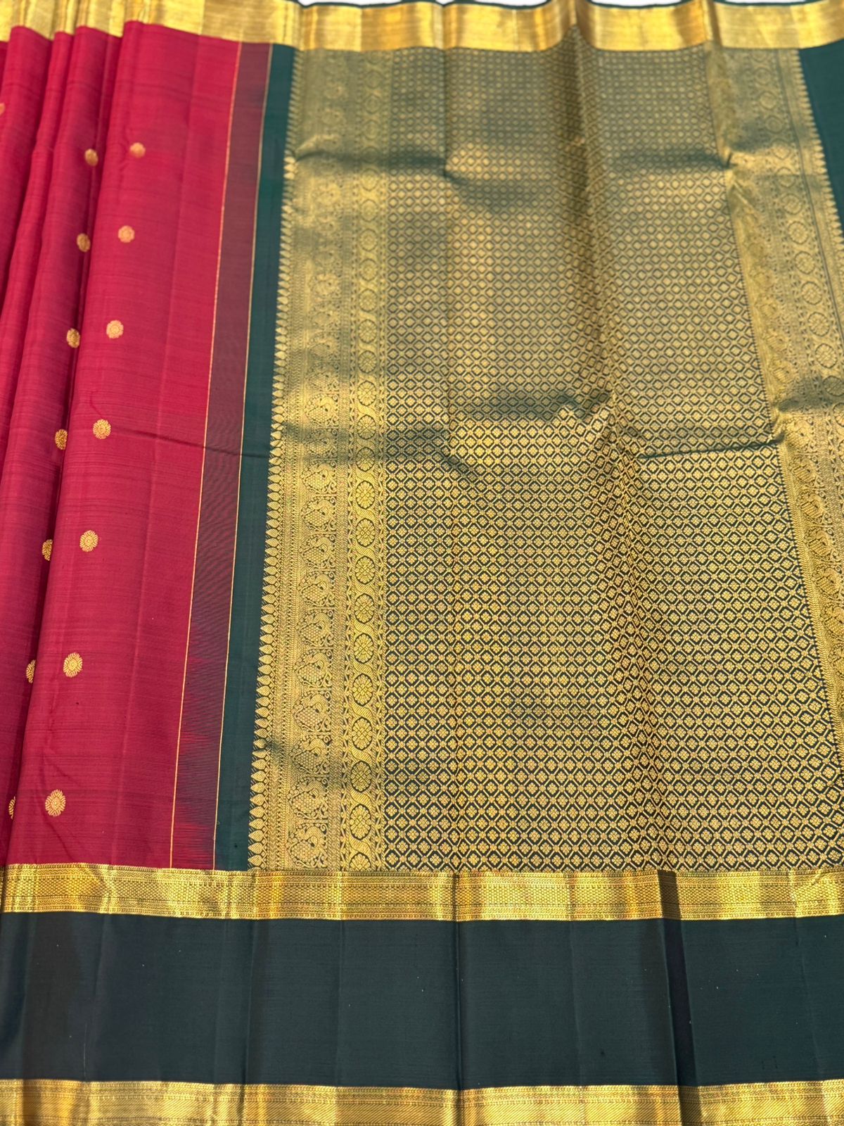 Golden Butta Crimson Kanjivaram Saree