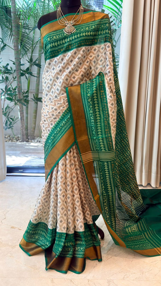 Ivory Ikat Saree