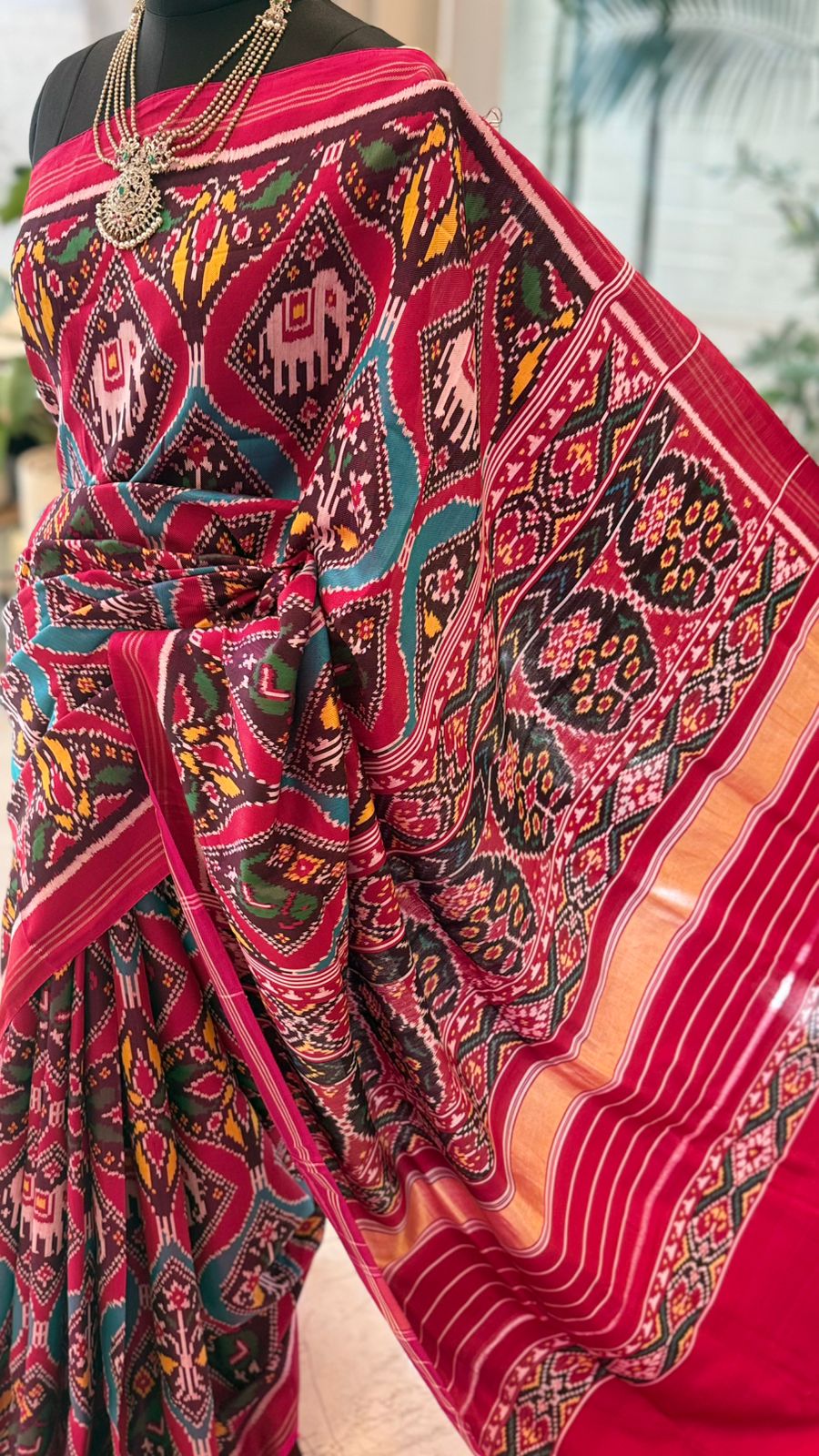 Deep Maroon Ikat Saree