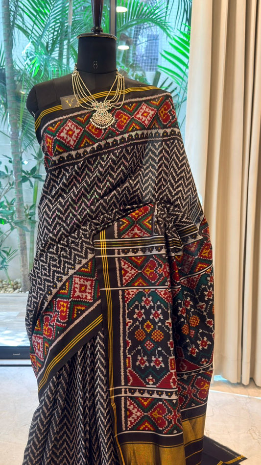 Deep Grey Ikat Saree