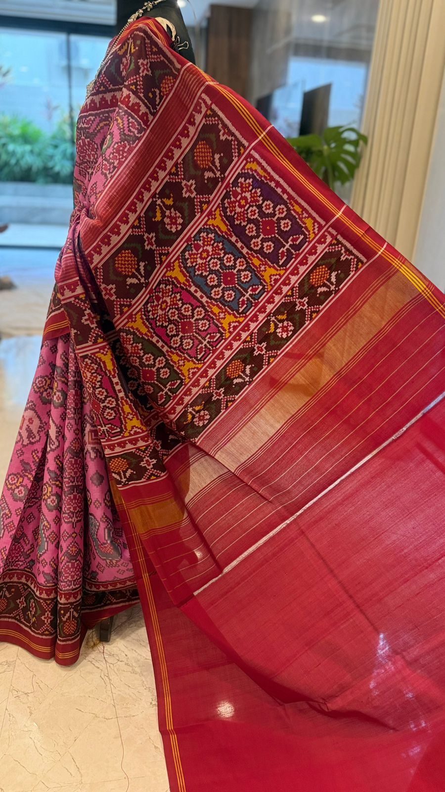 Radiant Pink Ikat Saree