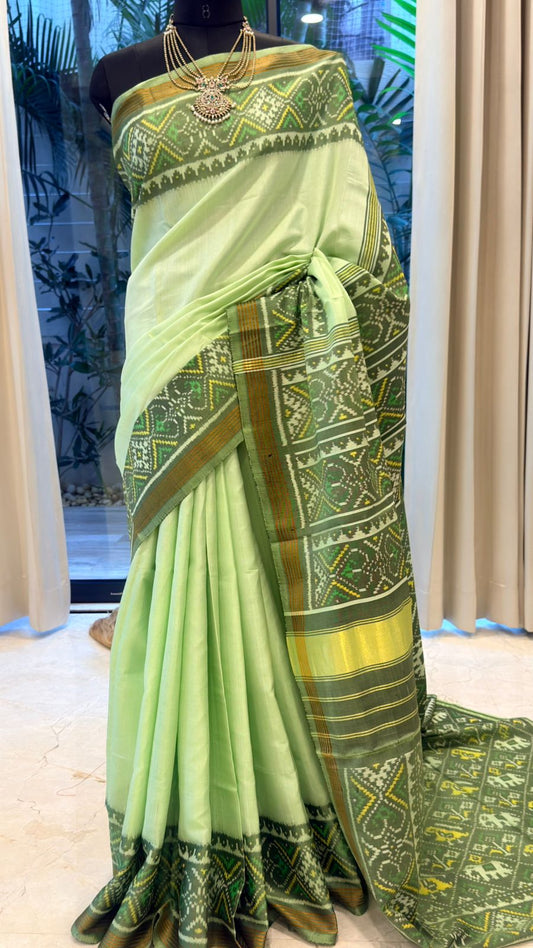 Pista Green Ikat Saree