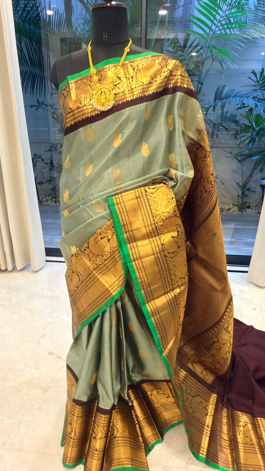 Pista Green Gadwal Silk Saree