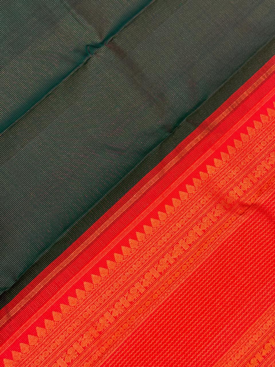 Forest Green Vairaoosi Kanjivaram Saree