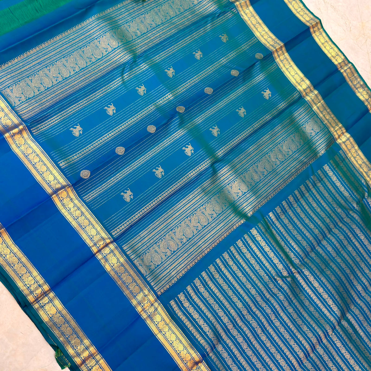 Peacock Blue Kanjivaram Silk Saree