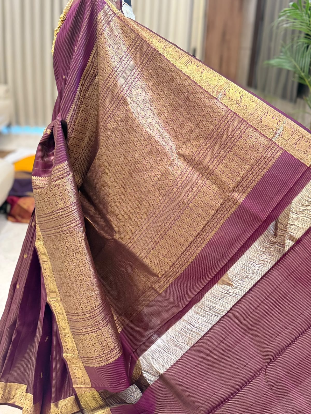 Wine Purple Vairaoosi Kanjivaram Saree