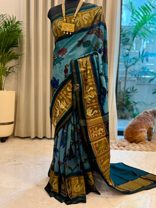 Teal Gold Fusion Kanjivaram