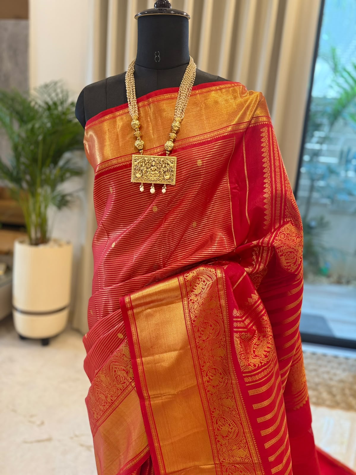Crimson Red Gold Kanjivaram