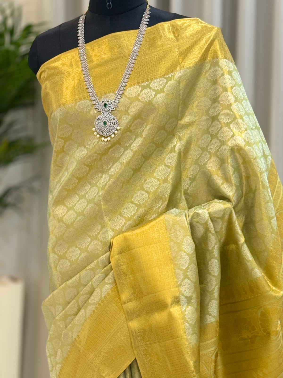Antique Gold Pistachio Kanjivaram Saree