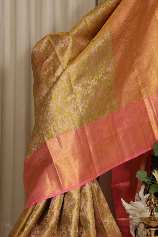 Green Pink Full Work Saree