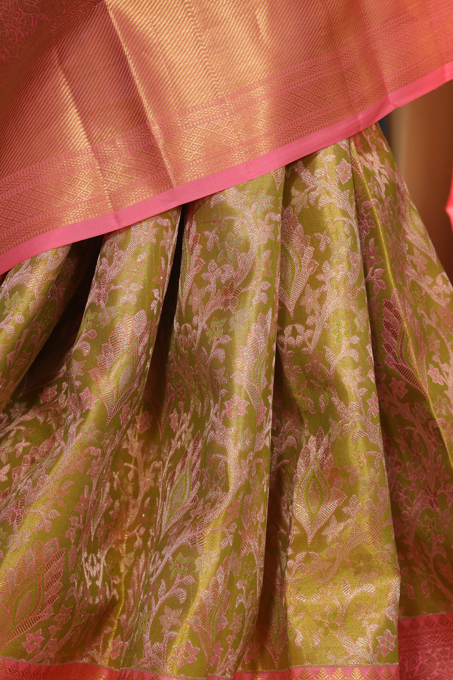 Green Pink Full Work Saree