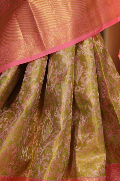 Green Pink Full Work Saree
